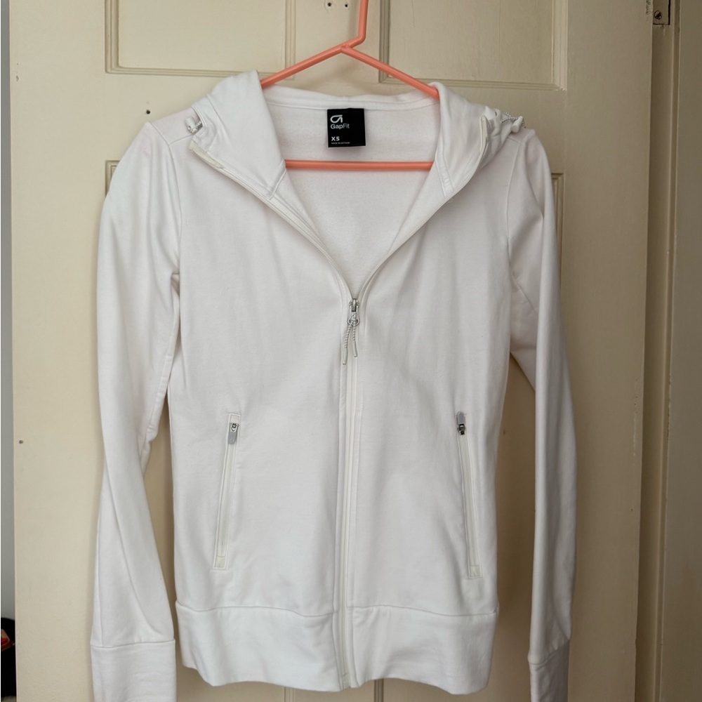 GapFit White Zip-Up Hoodie
